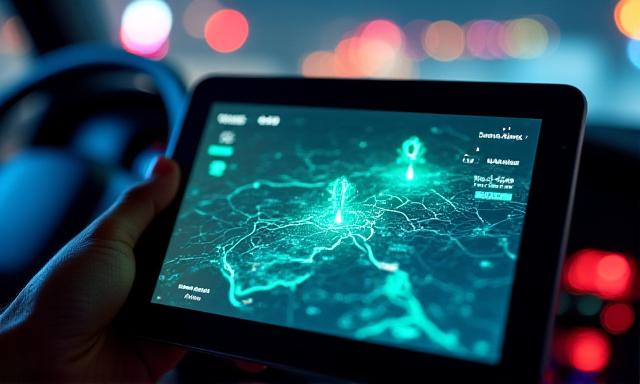Close up of logistics tracking interface on a mobile tablet