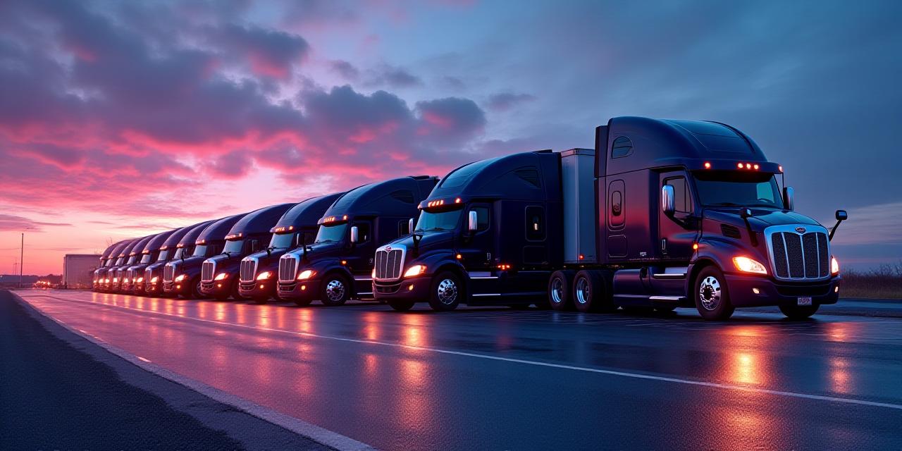 Modern logistics terminal with sunset lighting
